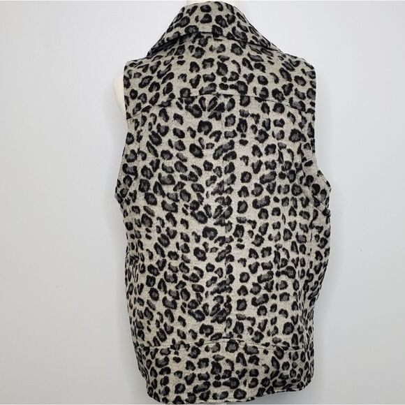 NEW JOLT leopard gray and black big cat zip collared moto vest L‎ - Picture 4 of 6